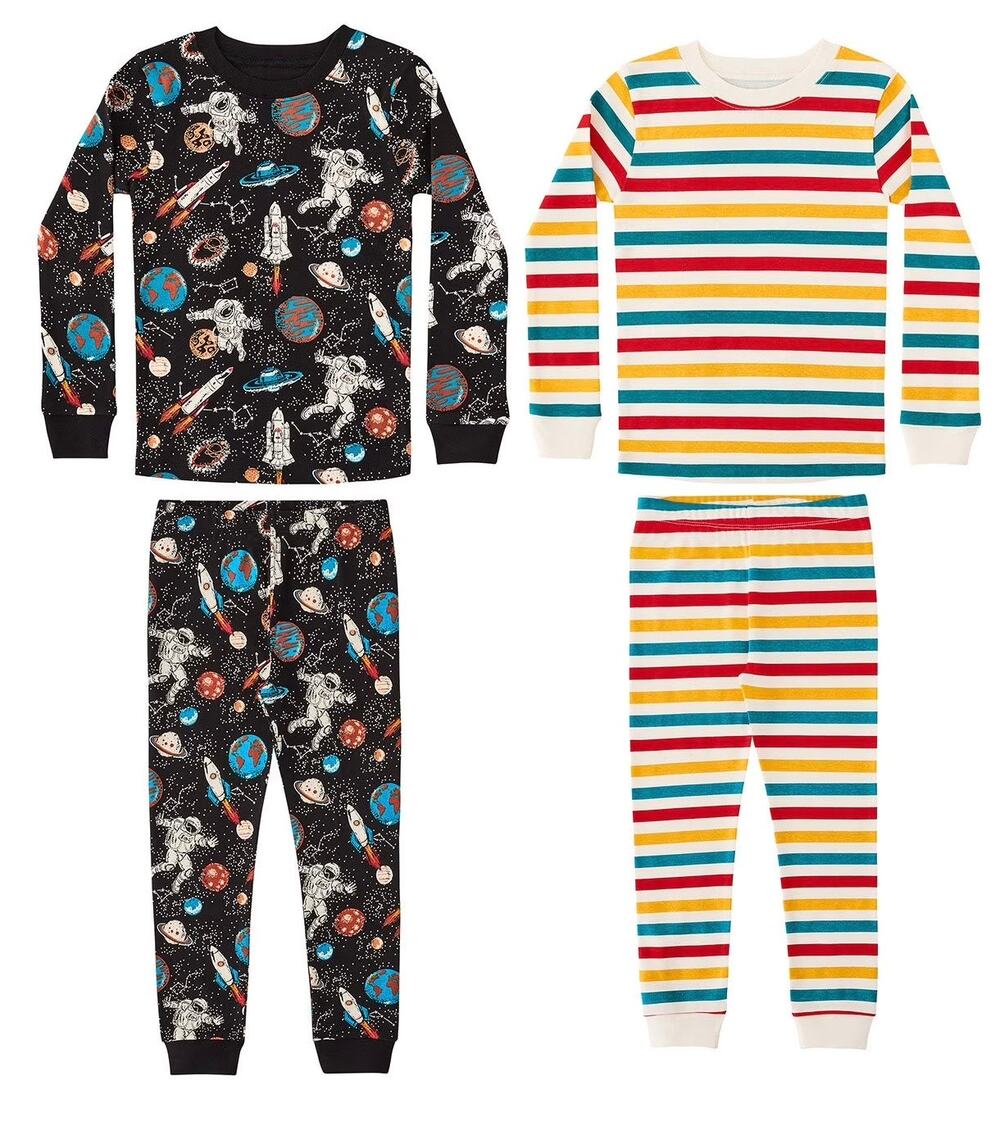 Member's Mark Outerspace Print Toddler 4-Piece Organic Cotton Pajama Set Size 5